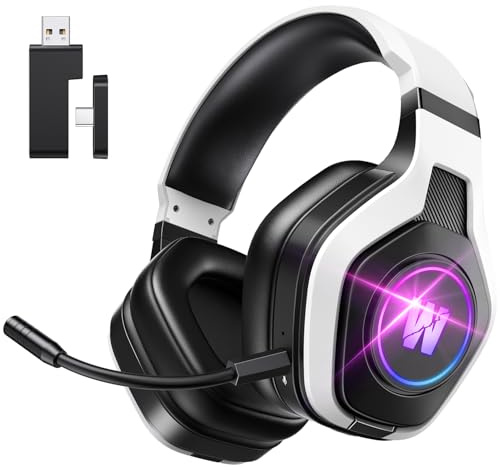 WiseWing RGB Wireless Gaming Headset with Mic, 7.1 Surround Sound, 60H Playtime, Noise Cancelling Over Ear Headphones, 2.4GHz & Bluetooth, Low Latency, for PC, PS5, PS4, Switch