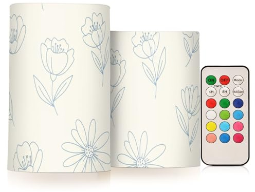 GuoChe Candele che cambiano colore elettronico disegnato motivo floreale LED pilastro candela con telecomando e timer per la decorazione Halloween Natale San Valentino