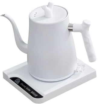 LOVIVER Hervidor eléctrico de Cuello de Cisne, hervidor de café con Mango ergonómico, Tetera eléctrica versátil para Acampar y Oficina, Blanco, 1000l