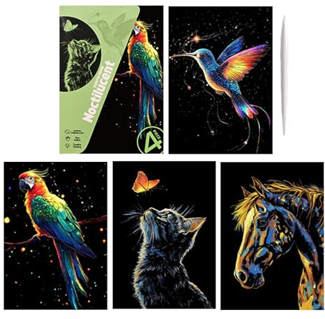 Kratzerpapier, Kratzpapier für Kinder Handgefertigtes 4x Glitter Art