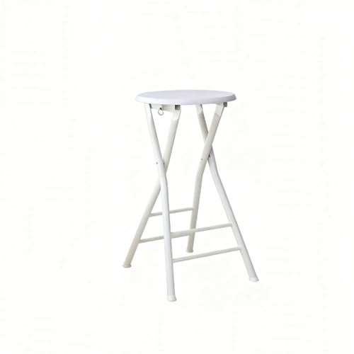 MACAGGTNTU Sgabello Alto Da Bar Pieghevole 60 70 80cm Sgabello Da Cucina Portatile Sgabello Pieghevole Rotondo Per Cucina/Colazione/Campeggio(White,80cm/31.5in)