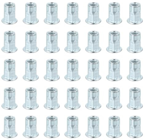 QUARKZMAN 40Pcs M6 x 15mm Rivet Nut Filetage Demi-Hexagonal Acier Au Carbone Ecrous Quincaillerie Blanc Zinc Filetage Insert Ecrou Adapté pour Meubles Industriel