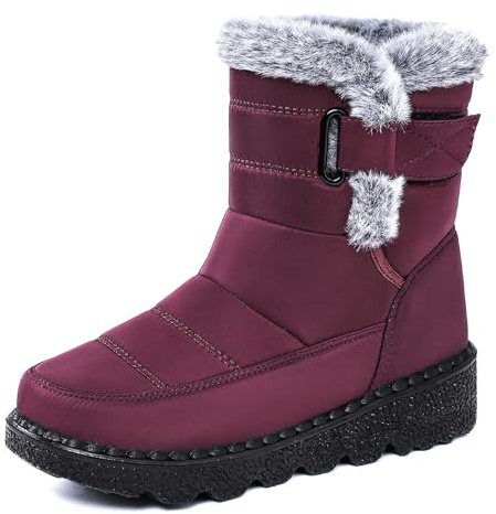 EODJXIO Stivali Alti Neri 2026 Scarponcini Uomo Doposci Donna Scarponi Neve Invernali Boots Scarpe da Trekking Impermeabili (Rosso,41)