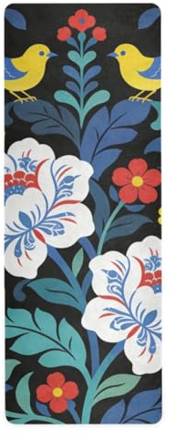 William Morris Yogamatte mit blauem Blumenvogel für Heimtraining, 1 mm, für Pilates, bedruckt, rutschfest, Hot Yoga Handtuch Matte und Tasche, 180,3 x 66 cm