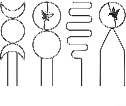 Eawfgtuw Lot de 4 cadres d'escalade en métal pour plantes grimpantes en pot, supports de fleurs de jardin résistants à la rouille avec finition noire élégante