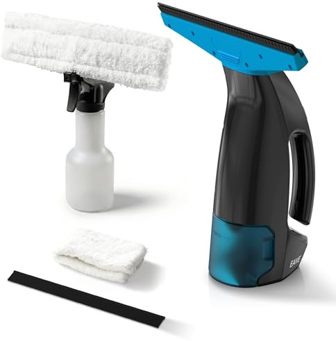 EAVE Window Vac Set - Handheld Window Vacuum with 45min Operating Time, Electric Window Cleaner with 200ml Water Tank & 2 Microfibre Cloths & 2 Blades, for Cleaning Window Condensation, WC03(BL)