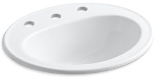 KOHLER K-2196-8-0 Pennington Self-Rimming Bathroom Sink, White