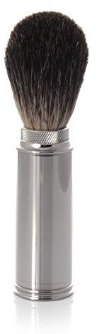 Golddachs Reise-Rasierpinsel, 100 Prozent Dachshaar, in silberner Röhre, 1 Stück