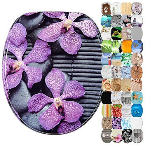 Sanilo WC-Sitz mit Absenkautomatik I Hochwertiger Toilettensitz aus Holz I Toilettendeckel in verschiedenen Motiven (Vanda)