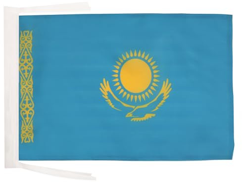 AZ FLAG - Kazakstans flagga - 45 x 30 cm - Kazakisk flagga 100% polyester med två snören - 20 g