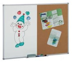 Pizarra combinada doble uso blanca y corcho 122x183 cm