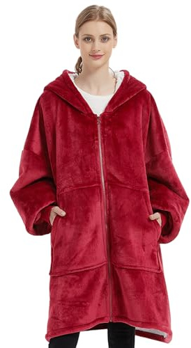 SHUOJIA Übergroße Hoodie Sweatshirt Super Weiche Warme Decke Kapuzenpullover mit Taschen Flanell Gemütliche Riesen-Hoodie Wearable Blanket Geschenk für Erwachsene, Männer, Frauen, Jugendliche