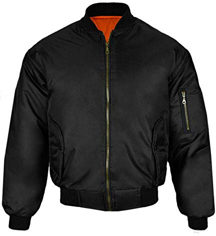 Mens Raiken Classic MA1 Bomber Military Flight Biker Security Padded Jacket (Black, Large)