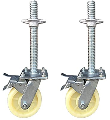 Trípode Ruedas universales Ruedas de andamio de servicio pesado Freno giratorio industrial Torre de andamio resistente al desgaste Ajustable-320 mm