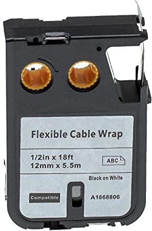 vhbw Schriftband-Kassette Ersatz für Dymo 1868806 | für Etiketten-Drucker 5,5m x 12mm Schwarz auf Weiß, Flexible Cable Wrap