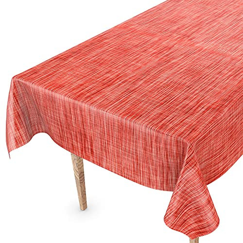 Tischdecke abwaschbar Wachstuch Wachstuchtischdecke 120 x 140cm Schnittkante Leinen Textil Optik Rot Gartentischdecke Wachstuch