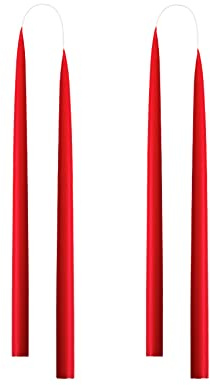 Kunstindustrien® Stabkerzen, Hergestellt in Dänemark, 42 Farben verfügbar, Tafelkerzen, Durchgefärbte Kerzen lange Brenndauer von 15 Stunden, Kerzen Set Geschenk, 4 Stück, 2,2 x 35 cm (Weihnachtsrot)