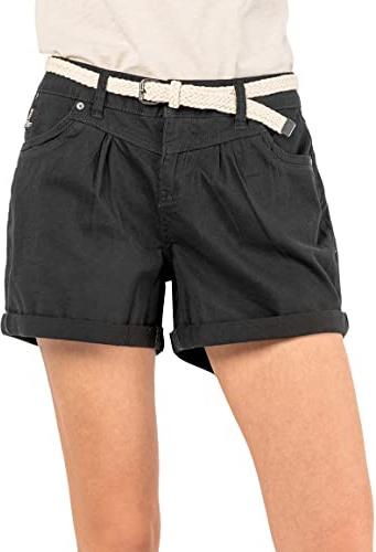Urban Surface Damen Shorts mit schmalem Gürtel Kurze Hose Dark-Grey XS