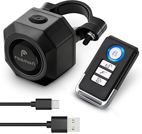 Fosmon Allarme Antifurto Con Telecomando Per Bicicletta, Moto o Monopattino | Impermeabile, Sensore Di Vibrazioni A Batteria | Sirena Ultra Forte Di 110dB | Wireless e Facile Da Installare