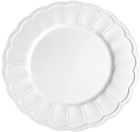 ThePure. Switzerland Sottopiatti Vetro Vintage | 33CM Piatti di Carta per Feste | Trasparente Eleganti | Colorati (Weiss, Ceramica)