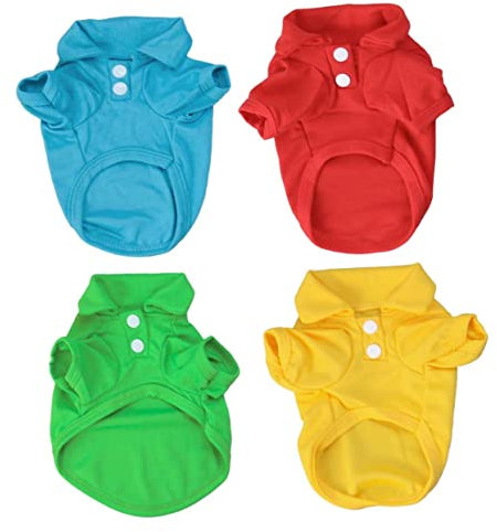 YARNOW 4stücke Hundehemd Aus Baumwolle Bequemes Design Für Kleine Hunde Strapazierfähig Und Atmungsaktiv Bonbonfarbe Für Sommer