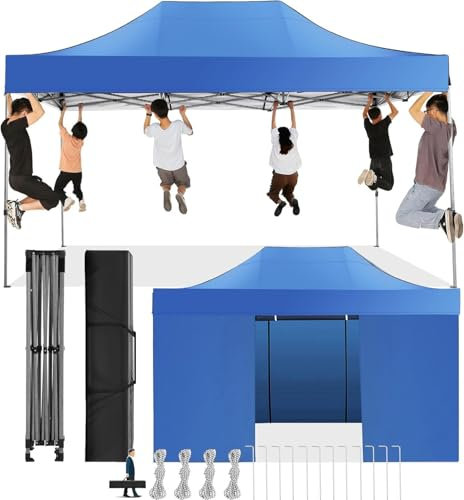 COBIZI Gazebo 3x4,5 Pieghevole Impermeabile con Parete Laterale,Gazebo Esterno Resistente,Tende per Gazebo,Tendone Padiglione Pop Up per Feste Campeggio (3 per 4,5m Blu)
