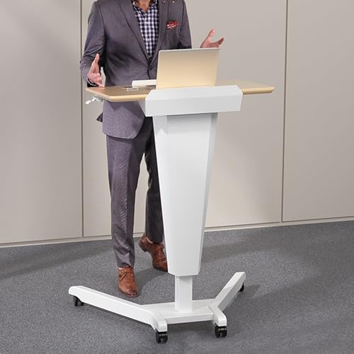 GMBAYUE Rednerpult Mobil Klappbar, Mehrzweck-Podium, Standing Desk für Laptops, Höhenverstellbarer Vortragspodiumständer für Restaurants, Kirchen, Seminare und Schulen(Yellow)