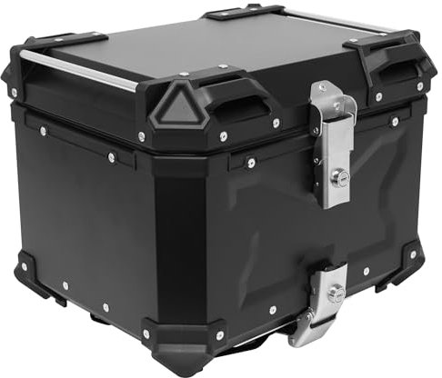 BIKE IT Aluminium Motorcycle Top Box Luggage Top Case with Security Lock Universal Fitting Plate (36L)