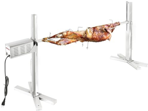 QPMR Kit de parrilla de asador – Soporte de trípode eléctrico de acero inoxidable de 52 pulgadas, asador de saliva de cerdo de 150 libras, kit de barbacoa de altura ajustable para cerdo, cordero