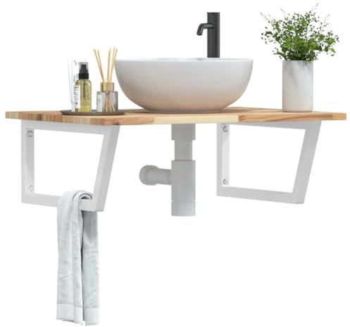 Schränke & Aufbewahrungs-Waschtischunterschrank Bad-Waschtisch-Regal Wandmontage Stahl und Massivholz Akazie