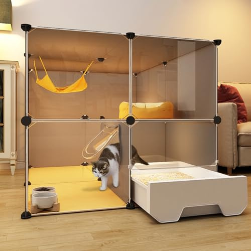 Generico Recinto per Gatti da Esterno Cat Catio Cat House, recinto per Gatti Fai da Te con lettiera per Gatti, Rete in Ferro + Materiale in Resina, Grande Posto per Esercizi, Cuccia per Gatti, buona