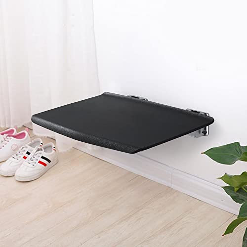 Schwarzer Duschstuhl, faltbar, zum Aufhängen, Wandmontage, Klappstuhl mit dickerer rutschfester Sitzplatte, 150 kg Tragkraft, für Badezimmer und Eingangsbereiche