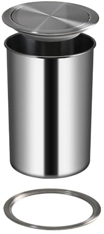 JSDQQG Pattumiera A Conchiglia con Bilanciamento Integrato, Attumiera Ad Incasso per Piano Cucina, Contenitore Estraibile Cucina, per Bagno, Uffi,Silver a,8L