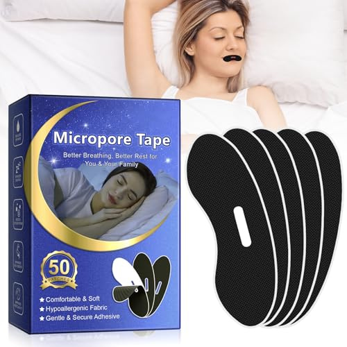 50 Piezas Micropore Mouth Tape for Sleeping, Anti Ronquidos Cinta Bucal para Dormir, Solución para Ronquidos, Mejora la Calidad del Sueño, Promueve la Respiración Nasal Cómoda