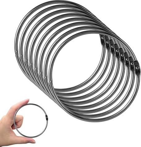 8 st Pärm Ringar, 103mm Stora Metall Bok Gem-Ringar Nyckelringar för Registerkort Anteckningsböcker Foton Dokument Filer Hemmakontor Gör-Det-Själv Hantverk Tillbehör, Svart