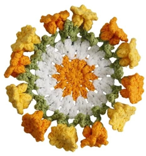 HiyyFloy Blumen-häkel-untersetzer, Handgewebt, Rundes Tischset, Mini-süße Häkel-untersetzer, Wiederverwendbare Tassenunterlage Für Küche, Esszimmer, Teeparty