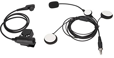 Auriculares de Casco de 7.1 mm Auriculares bilaterales Auriculares de Motocicletas cómodas reducción de Ruido de diseño estéreo con U94 PTT Compatible para Dispositivos hytera