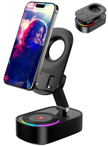 Haut-parleur Bluetooth portable avec support de téléphone, haut-parleurs à induction sans fil pour iPhone et téléphone portable, haut-parleur à induction, haut-parleurs Bluetooth sans fil, gadgets