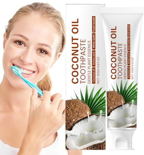 Tuxuseo Denti dentifricio | Dentifricio con olio di cocco | Dentifricio per adulti | Gel sbiancante dei denti naturali | Cura orale amichevole per fumatori, senza fluoruro, delicato