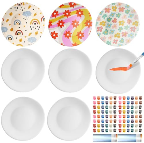 Kolldenn 8 Sets Jewelry Dish Making Kit DIY Paint Your Own Ceramic | Paint Your Own DIY Arts Crafts for Girls Kids Ages 8-12, Bead Jewelry Dish Making, Birthday Gifts, Includes Paints Brushes
