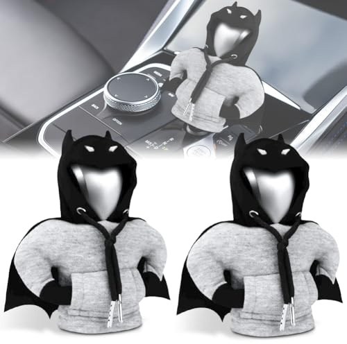 VOHESEA 2 Stück Schaltknauf Hoodie Fledermaus Schalthebel Hoodie Auto Universal Schaltknauf Abdeckung Lustige Auto Schalthebelabdeckung Schalthebel Haube Hoody Hoodies für Autos Deko