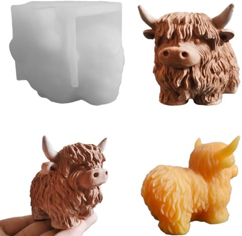 Silikonform Hochlandrind, Silikonformen Gießformen 3D Highland Cow Kerzenformen Silikon Kerzen Formen Silikon Herbst Tiere, Kerzenform Zum Gieben Für Weihnachten Halloween Ostern