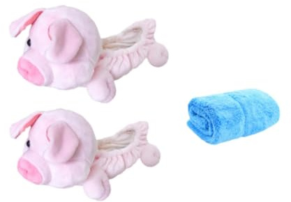 Kufenschutz für Schlittschuhe, Plüsch-Schutz für Hockey-Schlittschuhe, 35 cm, Cartoon-Tier-Design, Kufenschutz - Schwein