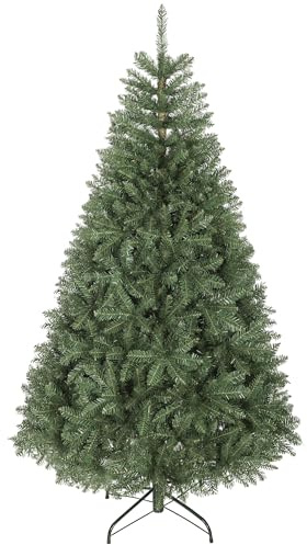 HOMCOM Sapin de Noël artificiel 180 cm, arbre de Noël réaliste avec 1687 pointes de branche articulée, support en métal pliable, facile à monter et ranger, plastique ignifuge, pour maison bureau, vert