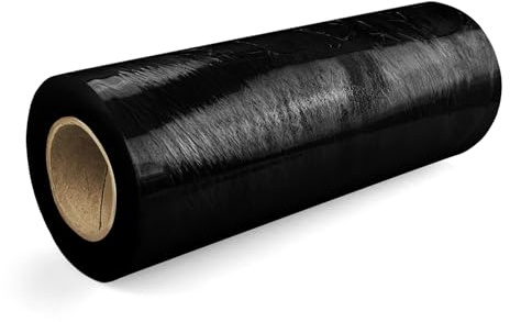Netuno 1 Rolle Schwarze Handstretchfolie Film 25 cm Kleinrolle 1kg 190m Stretchfolie klein für Verpackung Versand Lager Kartons zum Einwickeln PE Verpackungsfolie Wickelfolie Packfolie schmal reißfest