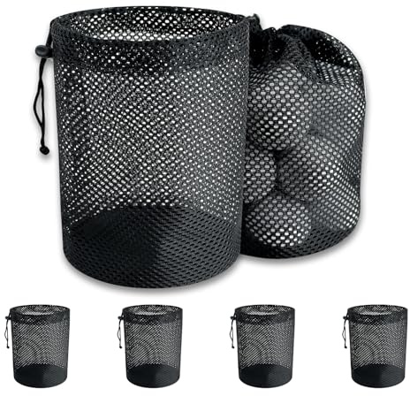 Förvaringsväska för golfbollar – 6-pack nätpåse med dragsko, golfboll-förvaringsväska, förvaringsväska för sportutrustning, för att samla halva bollar, tennis (6, 12 cm x 18 cm)