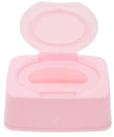 Feuchttuchhalter mit Klappdeckel für Babyfeuchttücher, Pp, Rosa | Kinderzimmer und Badezimmer, Tragbar, Leicht, Rechteckig, Passend für Wattepads und Feuchttücher