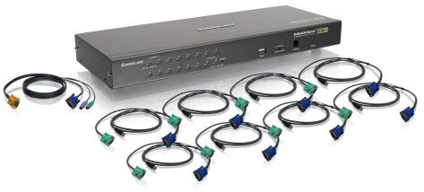 IOGEAR 16-Port USB PS/2 Combo KVM Switch with 8 USB KVM Cables and 1 PS/2 KVM Cable, GCS16KIT