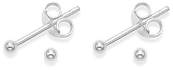 Heather Needham 2 PAIRS Sterling Silver TINY 2mm ball studs - Size: 2mm. Gift Boxed Silver Ball studs.5180x2