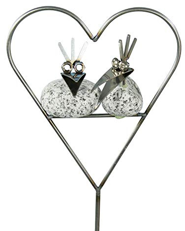 Gebrüder Lomprich Steinvögel mini Herz am Stab, Höhe ca. 100 cm